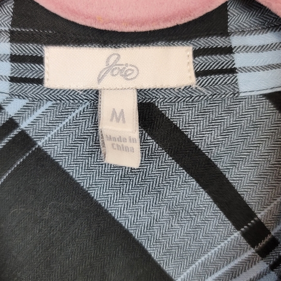 Joie Black/Blue Plaid Button Down Shirt Dress size M - Picture 2 of 8